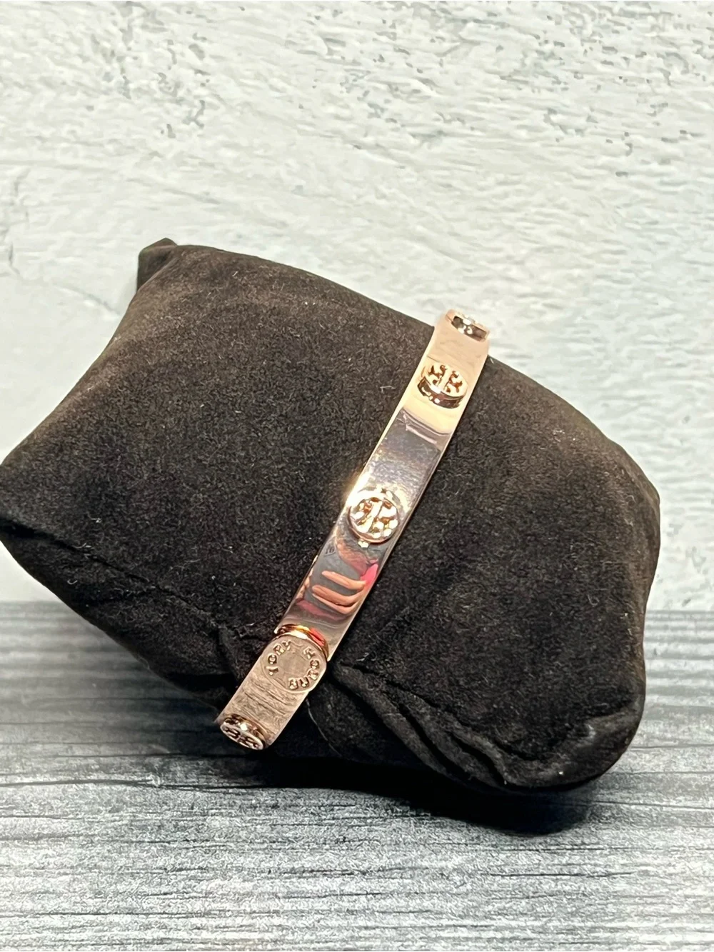 Tory Burch Rose Gold Logo Bangle Bracelet